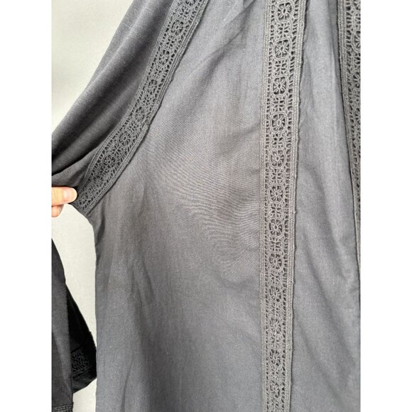 LOGO Lavish Women's Bohemian Peasant Lace Trim Blouse XL Button Front Boho - Picture 8 of 11